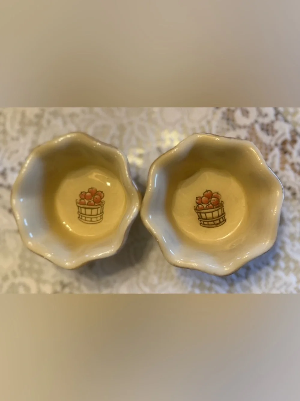 World Market Apple Basket Ramekins Set of 2 Farmhouse Stoneware